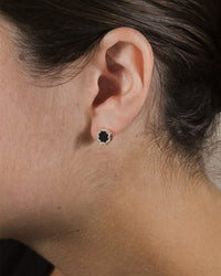 CZ Bezel Frame Rose Petal Stud Earrings - Sterling Forever