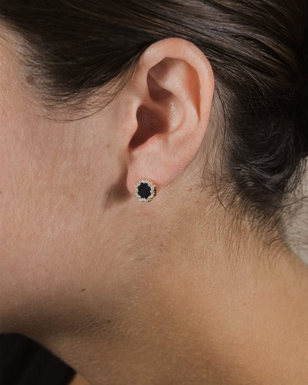 CZ Bezel Frame Rose Petal Stud Earrings - Sterling Forever