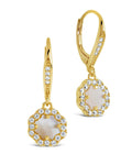Bezel Frame Rose Petal Short Drop Earrings - Sterling Forever