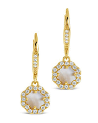 Bezel Frame Rose Petal Short Drop Earrings - Sterling Forever