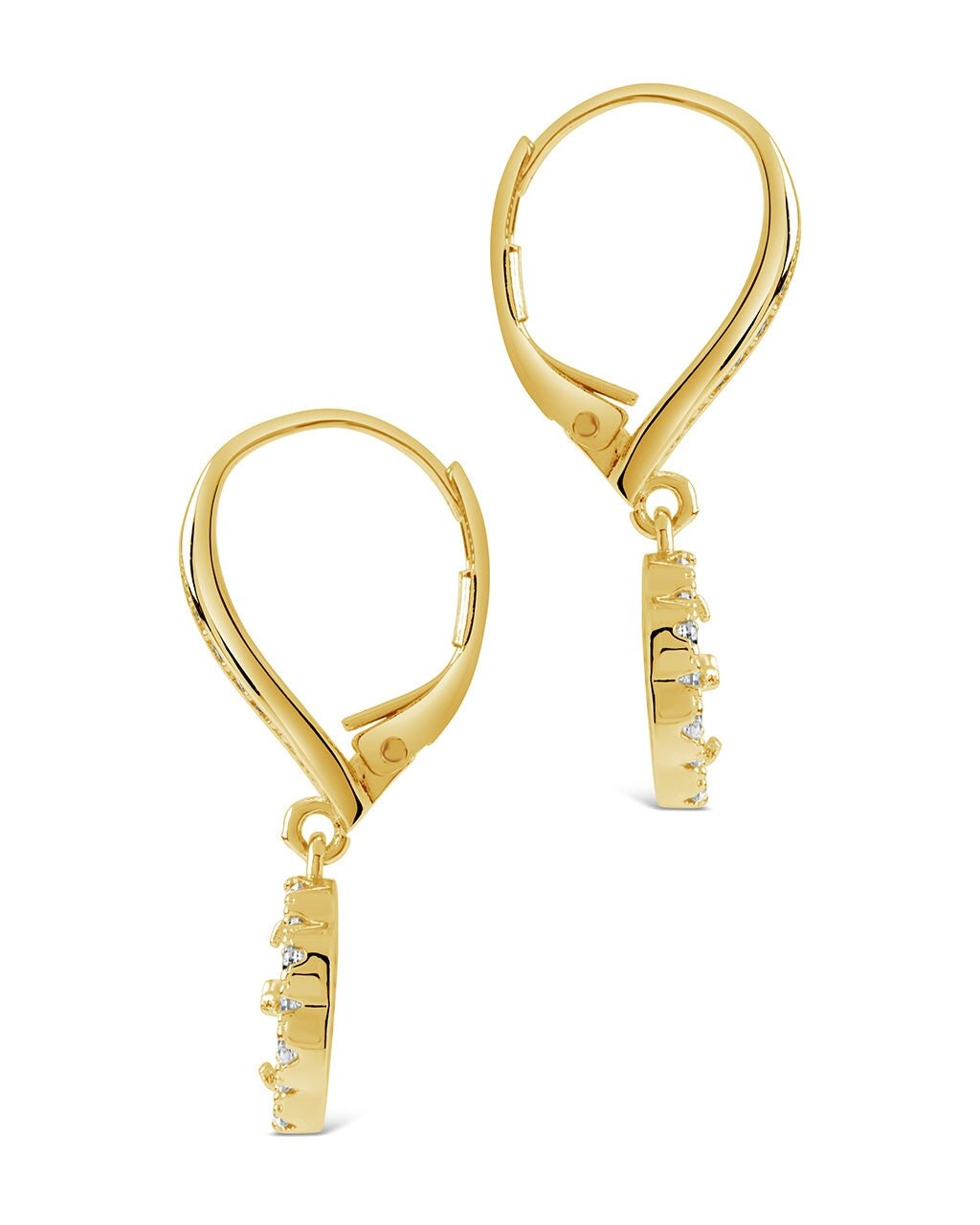 Bezel Frame Rose Petal Short Drop Earrings - Sterling Forever