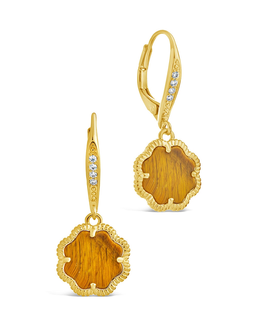 Rose Petal Short Drop Earrings Earring Sterling Forever Gold Tigers Eye 