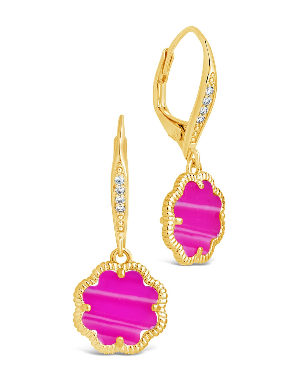 Rose Petal Short Drop Earrings Earring Sterling Forever Gold Pink Turquoise 