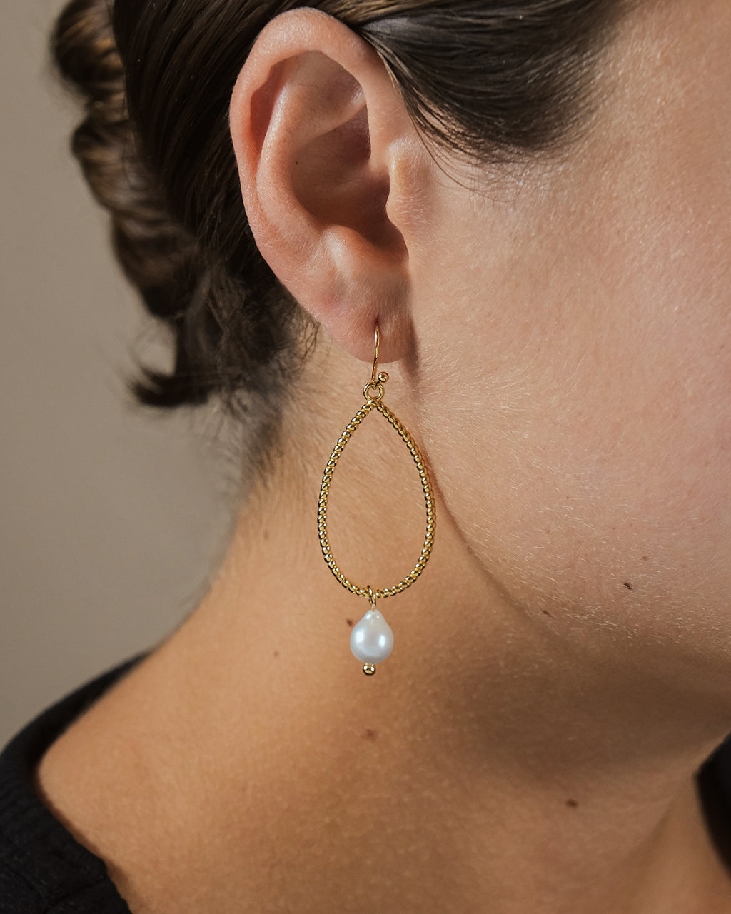 Elyse Pearl & Oval Drop Dangle Earrings