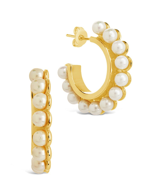 Pearl Bubble Hoops Earring Sterling Forever Gold 