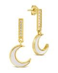 Valeria CZ & Moonstone Crescent Drop Stud Earrings - Sterling Forever