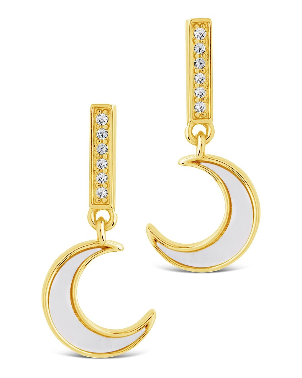 Valeria CZ & Moonstone Crescent Drop Stud Earrings - Sterling Forever