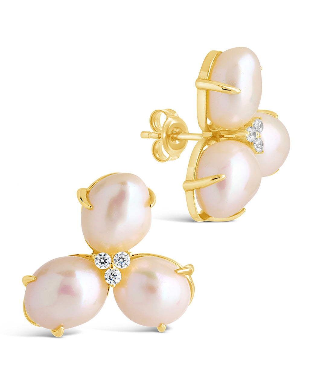 Olive Pearl Studs Earring Sterling Forever Gold 