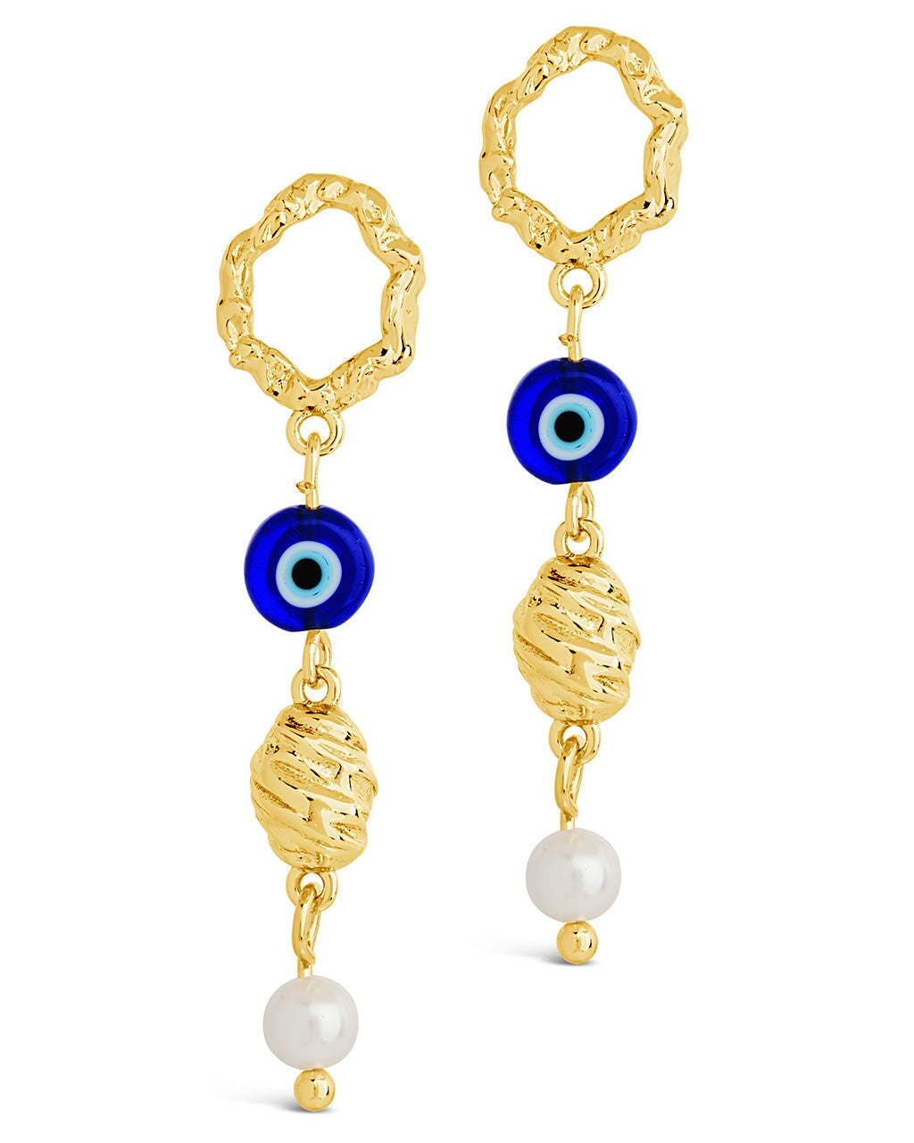 Sibyl Pearl & Evil Eye Drop Stud Earrings Earring Sterling Forever 