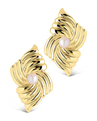 Fantaise Pearl Statement Stud Earrings - Sterling Forever
