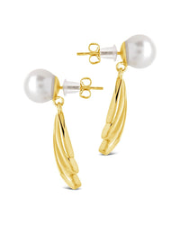Chérie Pearl Shell Drop Stud Earrings - Sterling Forever