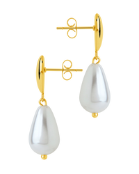 Josephine CZ Heart & Pearl Drop Earrings