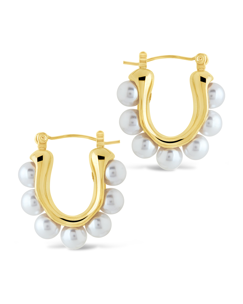 River Chunky Pearl Hoop Earrings