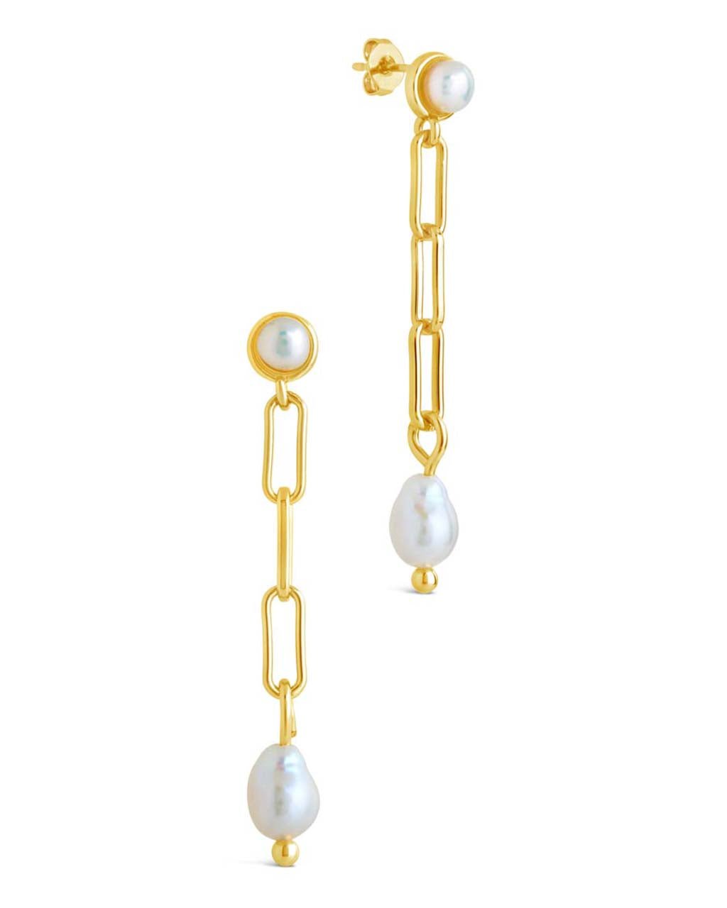Fayelynn Pearl & Chain Drop Stud Earrings - Sterling Forever