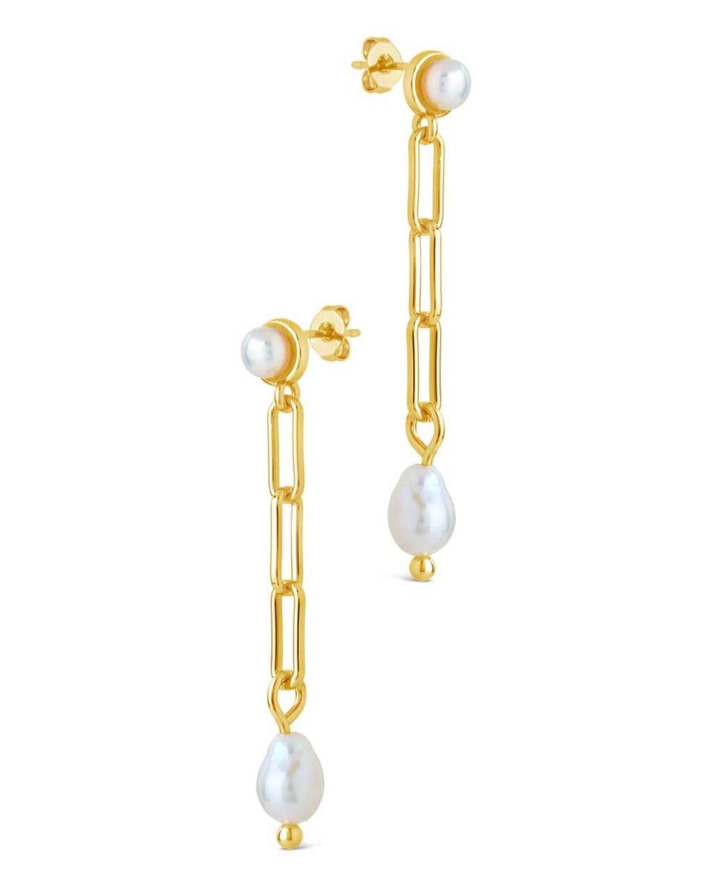 Fayelynn Pearl & Chain Drop Stud Earrings - Sterling Forever