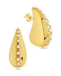 Raze Pearl Studded Drop Studs - Sterling Forever