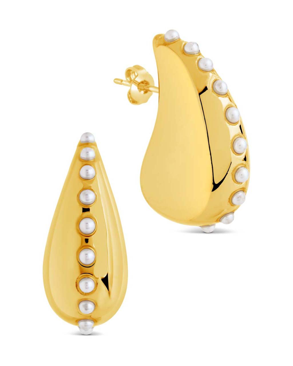 Raze Pearl Studded Drop Studs - Sterling Forever