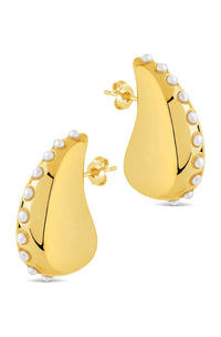 Raze Pearl Studded Drop Studs - Sterling Forever