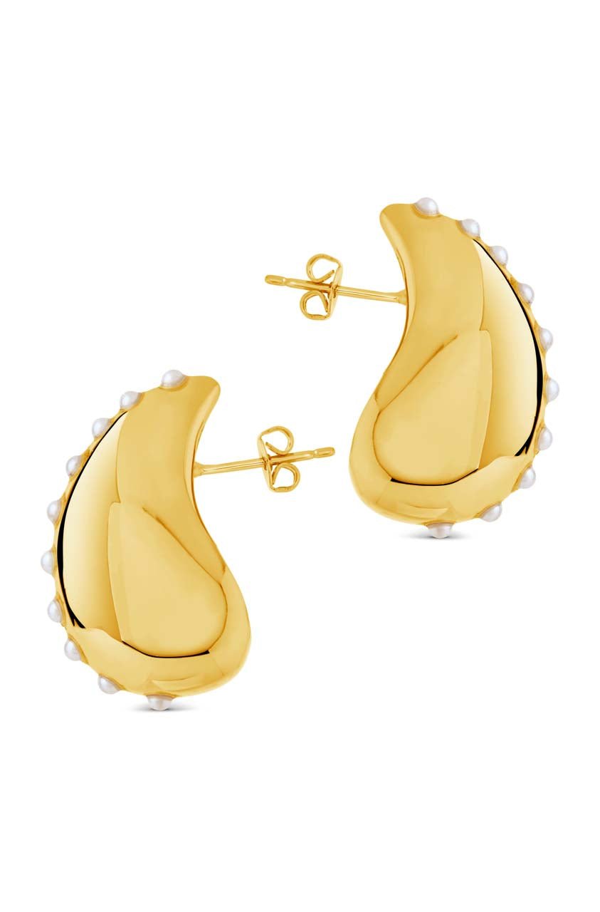 Raze Pearl Studded Drop Studs - Sterling Forever