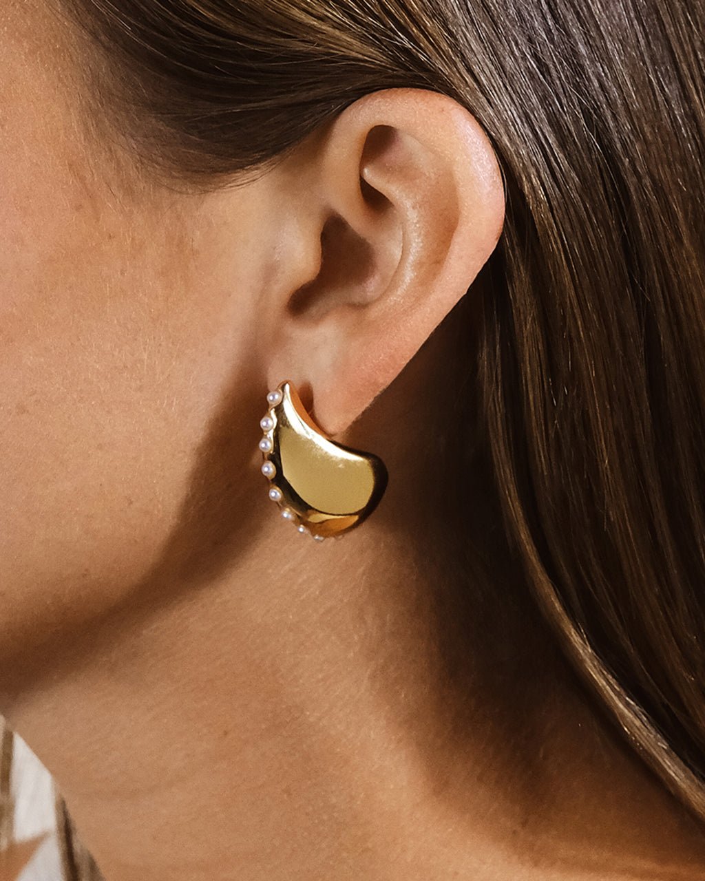 Raze Pearl Studded Drop Studs - Sterling Forever