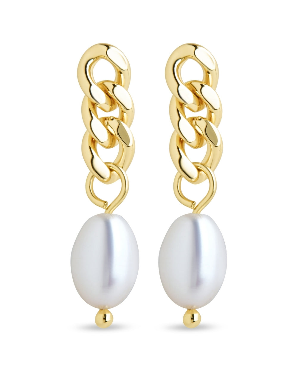Hana Chain Drop Pearl Earrings