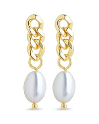 Hana Chain Drop Pearl Earrings - Sterling Forever