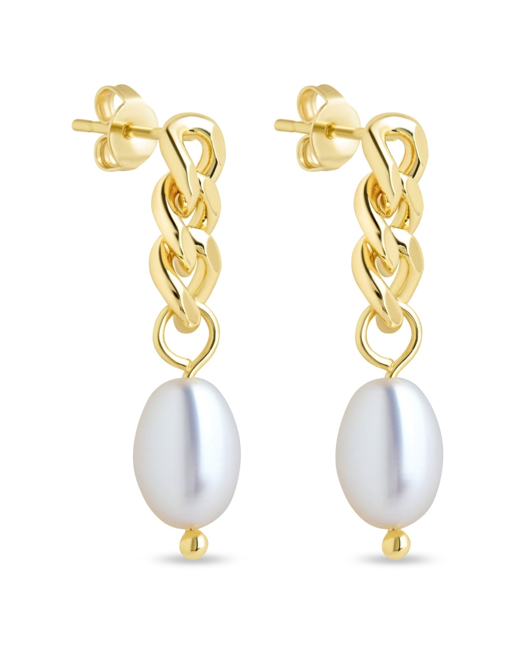 Hana Chain Drop Pearl Earrings