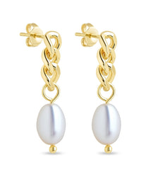 Hana Chain Drop Pearl Earrings - Sterling Forever