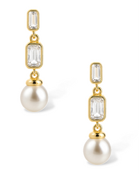 Hope Baguette Pearl Drop Earrings