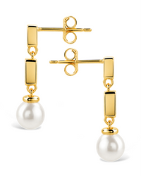 Hope Baguette Pearl Drop Earrings