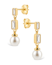 Hope Baguette Pearl Drop Earrings