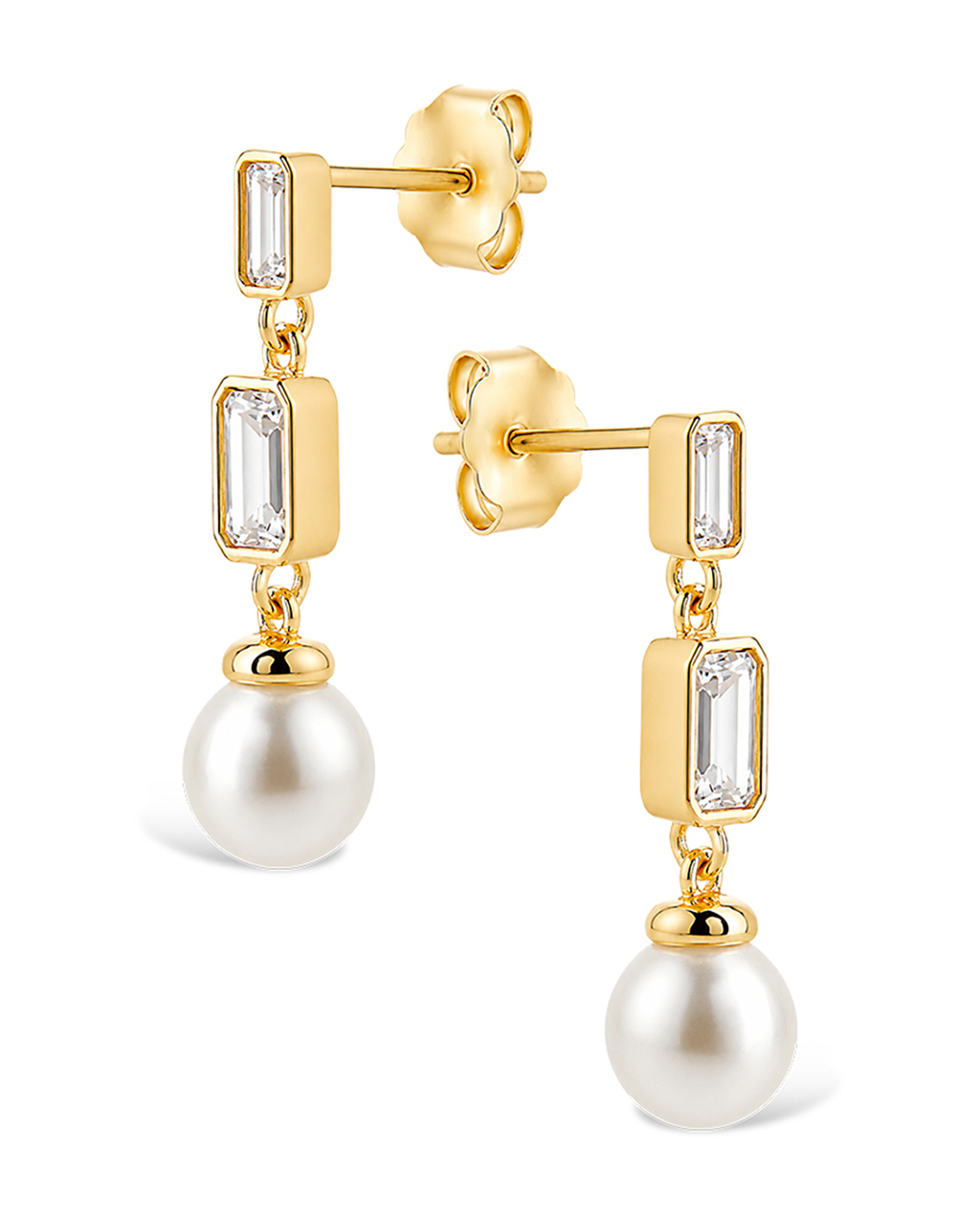 Hope Baguette Pearl Drop Earrings