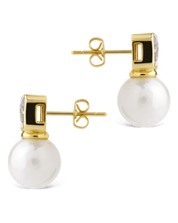Hilda Pearl & Emerald Cut CZ Studs - Sterling Forever