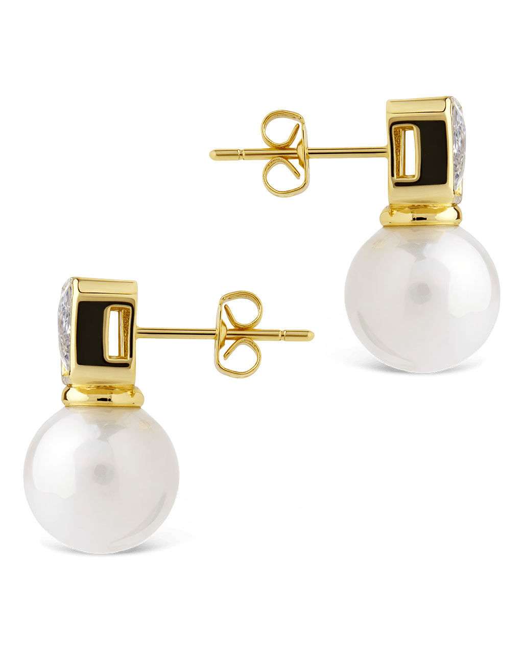 Hilda Pearl & Emerald Cut CZ Studs - Sterling Forever