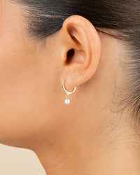 Sterling Silver Maggie CZ & Pearl Hoop Earrings
