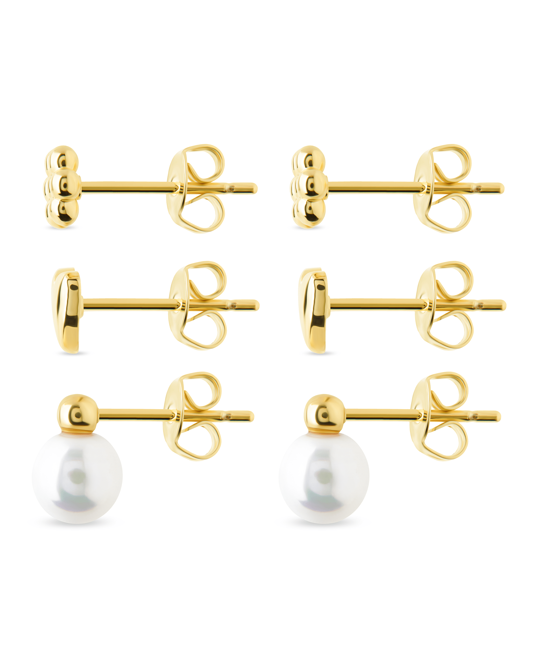 Sterling Silver Irene Pearl, Flower, & Heart Stud Earring Set of 3 - Sterling Forever