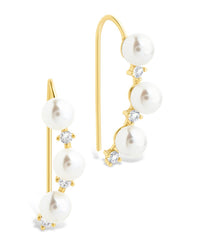 Sterling Silver Siena CZ & Pearl Threader Earrings - Sterling Forever