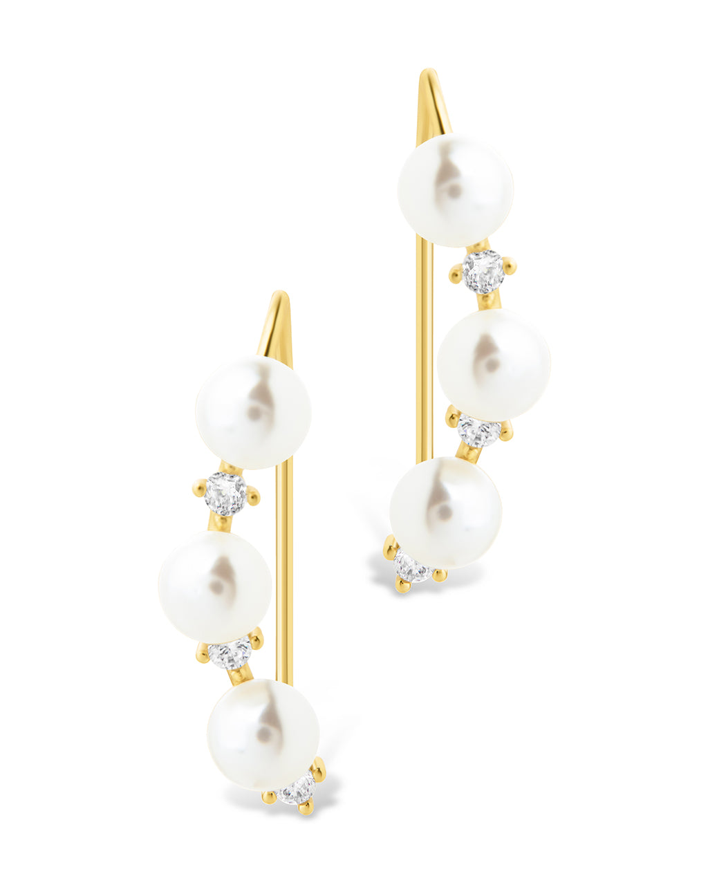 Sterling Silver Siena CZ & Pearl Threader Earrings