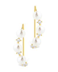 Sterling Silver Siena CZ & Pearl Threader Earrings - Sterling Forever