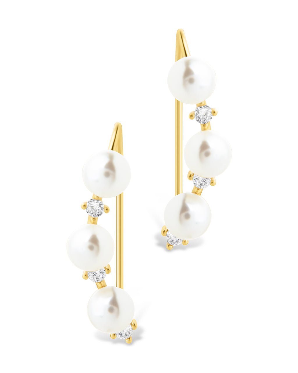 Sterling Silver Siena CZ & Pearl Threader Earrings - Sterling Forever