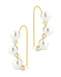 Sterling Silver Siena CZ & Pearl Threader Earrings - Sterling Forever