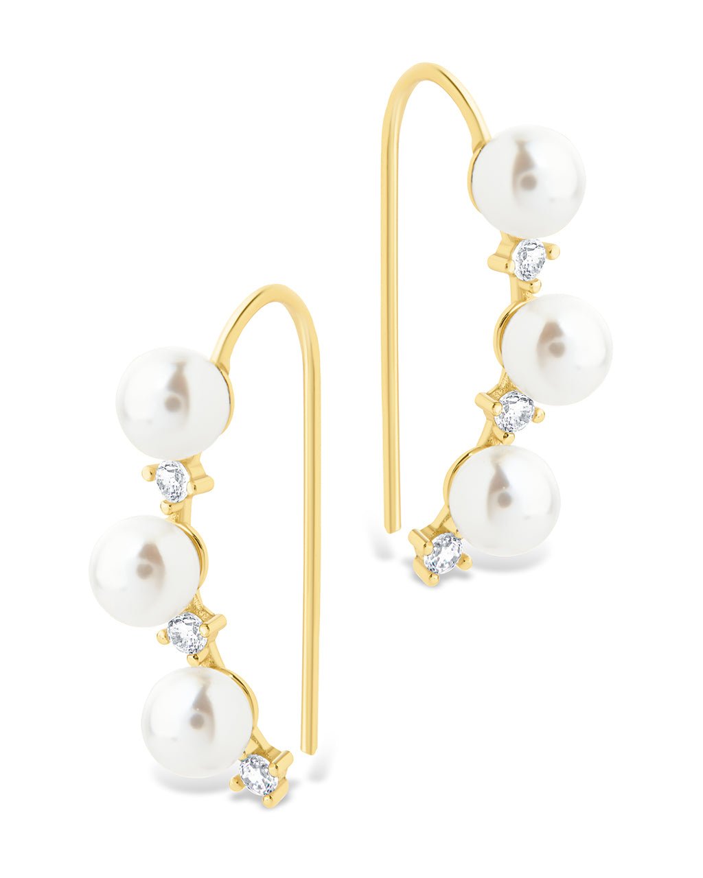 Sterling Silver Siena CZ & Pearl Threader Earrings - Sterling Forever