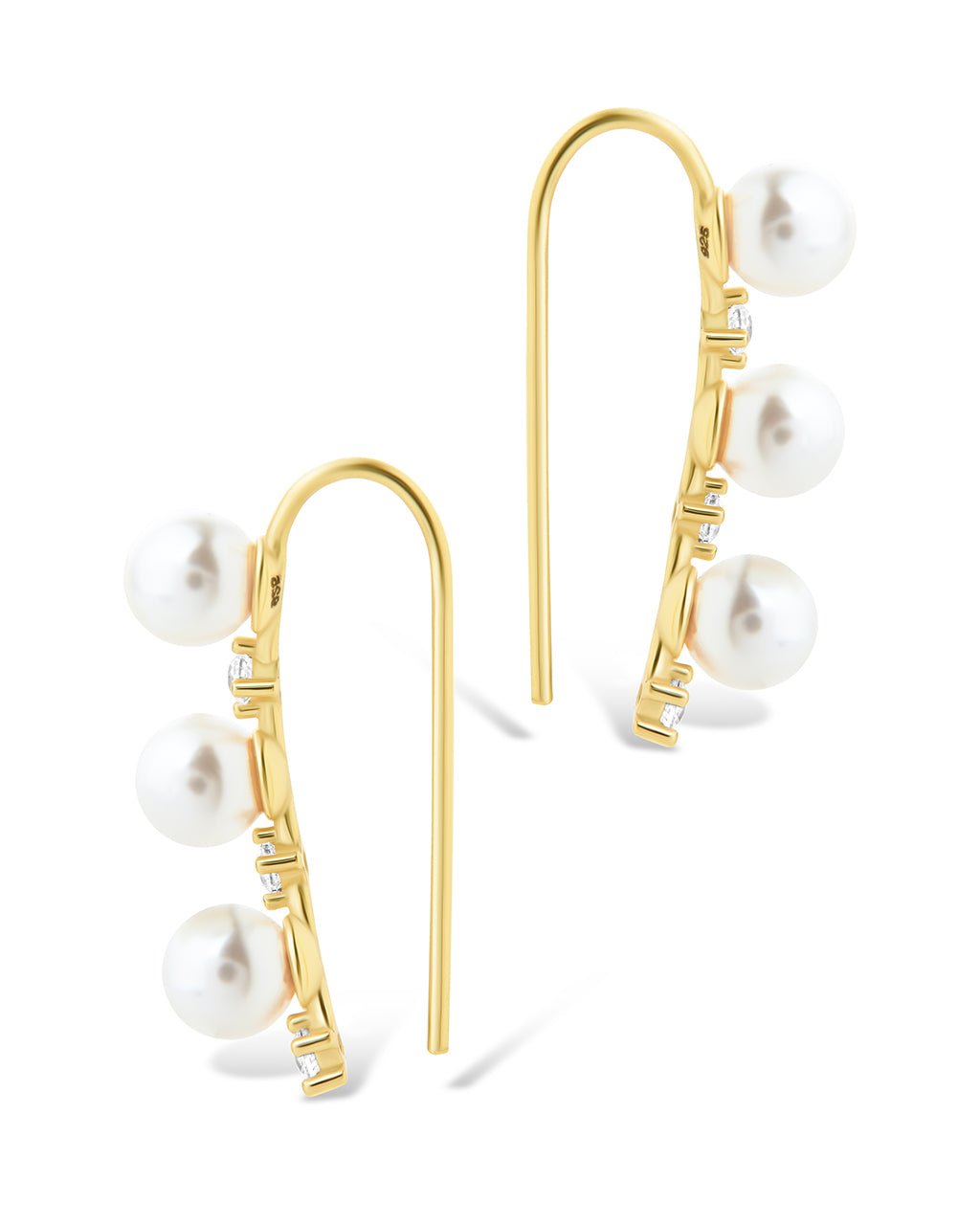 Sterling Silver Siena CZ & Pearl Threader Earrings - Sterling Forever