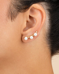 Sterling Silver Siena CZ & Pearl Threader Earrings - Sterling Forever