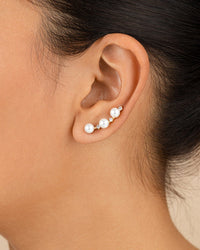 Sterling Silver Siena CZ & Pearl Threader Earrings - Sterling Forever
