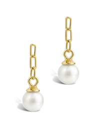 Sterling Silver Kaitlyn Pearl Link Drop Earrings