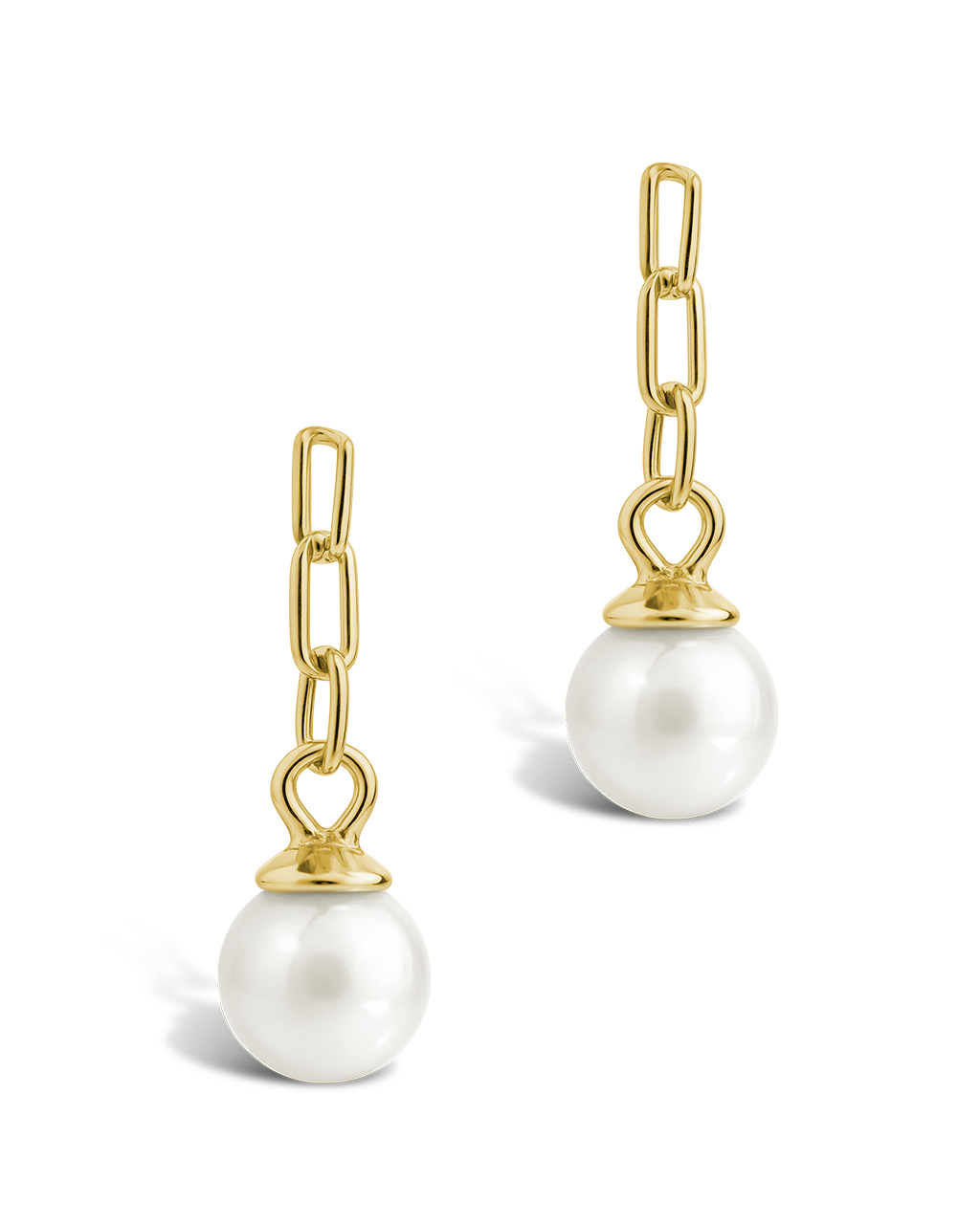 Sterling Silver Kaitlyn Pearl Link Drop Earrings