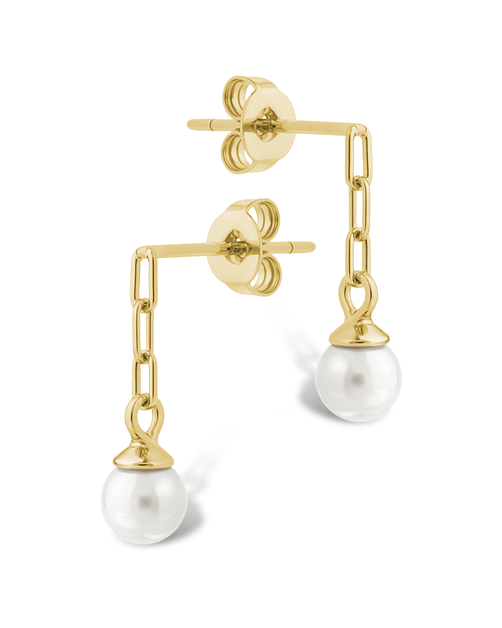 Sterling Silver Kaitlyn Pearl Link Drop Earrings
