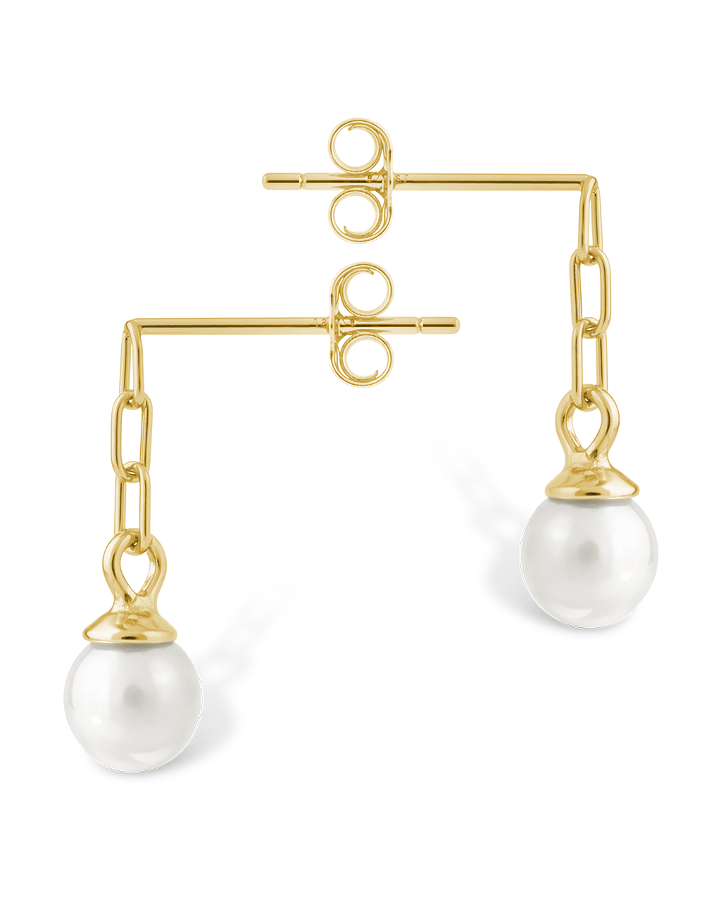 Sterling Silver Kaitlyn Pearl Link Drop Earrings