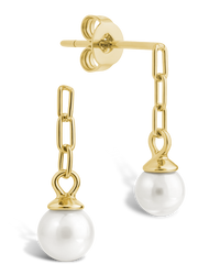 Sterling Silver Kaitlyn Pearl Link Drop Earrings